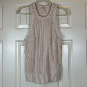 J.Crew Cotton Cashmere Blend Criss Cross Back Sleeveless Sweater Shell Pink L